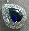 ESTATE LARGE 1.70CT DIAMOND & AAA SAPPHIRE 18K WHITE GOLD TEAR DROP HALO PENDANT