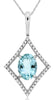 1.25CT DIAMOND & AAA AQUAMARINE 14KT WHITE GOLD 3D OVAL & ROUND FLOATING PENDANT