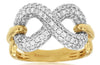 ESTATE LARGE .93CT DIAMOND 14KT WHITE & YELLOW GOLD MULTI ROW INFINITY LOVE RING
