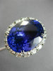 ESTATE EXTRA LARGE 31.4CT DIAMOND & AAA EXTRA FACET TANZANITE PLATINUM HALO RING