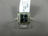 WIDE .88CT WHITE & BLUE DIAMOND 18KT WHITE GOLD 3D SQUARE CLUSTER PROMISE RING