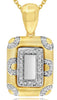.28CT DIAMOND 14KT 2 TONE GOLD DOUBLE SQUARE SEMI CIRCULAR FUN FLOATING PENDANT