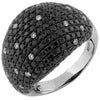 ESTATE LARGE 3.52CT WHITE & BLACK DIAMOND 14KT WHITE GOLD 3D MULTI ROW LOVE RING
