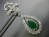 LARGE 3.70CT DIAMOND & AAA EMERALD 14KT WHITE GOLD 3D TEAR DROP HANGING EARRINGS