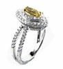 ESTATE 1.45CT WHITE & FANCY YELLOW DIAMOND 18K 2 TONE GOLD MARQUISE & ROUND RING