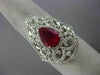 ESTATE EXTRA LARGE 3.05CT DIAMOND & AAA PEAR SHAPE RUBY 14KT WHITE GOLD 3D RING