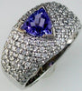 WIDE 2.55CT DIAMOND & AAA TANZANITE 14KT WHITE GOLD TRILLION CLASSIC LOVE RING