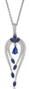 .77CT DIAMOND & AAA SAPPHIRE 14KT WHITE GOLD ROUND & PEAR SHAPE FLOATING PENDANT
