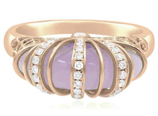 LARGE .30CT DIAMOND & AAA MOONSTONE 18KT ROSE GOLD FILIGREE DOME SHAPE FUN RING