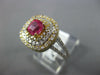 ESTATE WIDE 1.64CT DIAMOND & AAA SAPPHIRE 14K 2 TONE GOLD SQUARE ENGAGEMENT RING