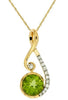 .83CT DIAMOND & AAA PERIDOT 14K YELLOW GOLD ROUND INFINITY TEAR DROP FUN PENDANT