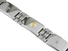 ESTATE .02CT DIAMOND 14KT YELLOW GOLD & STAINLESS STEEL 3D ETOILE MENS BRACELET