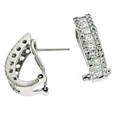 1.91CT DIAMOND 14K WHITE GOLD ROUND & PRINCESS UMBRELLA CLIP ON HANGING EARRINGS
