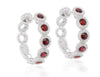 ESTATE 1.30CT DIAMOND & AAA RUBY 14KT WHITE GOLD 3D HUGGIE HOOP HANGING EARRINGS