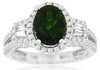 ESTATE 2.58CT DIAMOND & AAA RUSSALITE 14KT WHITE GOLD OVAL HALO ENGAGEMENT RING