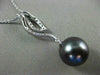 ESTATE .18CT DIAMOND 14KT WHITE GOLD 3D AAA TAHITIAN PEARL LEAF FLOATING PENDANT