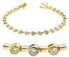ESTATE 2.0CT DIAMOND 14KT 2 TONE GOLD ROUND BY THE YARD BAR LOVE TENNIS BRACELET