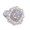 2.65CT NATURAL BLUE PINK & WHITE DIAMOND 18KT WHITE & ROSE GOLD ENGAGEMENT RING