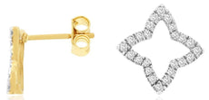 ESTATE .33CT DIAMOND 14KT YELLOW GOLD OPEN STAR LOVE STUD EARRINGS