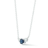 ESTATE .72CT DIAMOND & AAA SAPPHIRE 14KT WHITE GOLD ROUND 3 STONE LOVE NECKLACE
