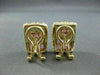 WIDE 2.90CTW PINK SAPPHIRE DIAMOND 18KT WHITE & YELLOW GOLD EARRINGS #21752