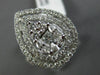 LARGE 18KT WHITE GOLD ENGAGEMENT RING. 3D CLUSTER PEAR SHAPE DOUBLE HALO DESIGN