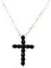 ESTATE .55CT BLACK DIAMOND 18KT WHITE GOLD 3D CLASSIC CROSS FLOATING PENDANT