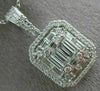 ESTATE EXTRA LARGE 2.07CT ROUND BAGUETTE DIAMOND 14K WHITE GOLD CLUSTER PENDANT