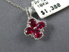 SMALL .74CT DIAMOND & AAA RUBY 18KT WHITE GOLD PEAR SHAPE 4 LEAF CLOVER PENDANT