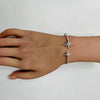 LARGE 1.20CT DIAMOND 18K WHITE GOLD DOUBLE FLOWER STAR SNOWFLAKE BANGLE BRACELET