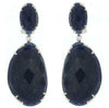 55.52CT DIAMOND & AAA SODALITE & SAPPHIRE 14KT WHITE GOLD OVAL HANGING EARRINGS