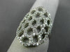 ESTATE LARGE 1.12CT DIAMOND 14KT WHITE GOLD 3D HEXAGON OVAL SPIDER WEB FUN RING