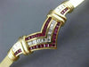 ANTIQUE 2.20CT DIAMOND & AAA RUBY 14KT YELLOW GOLD V SHAPE BANGLE BRACELET #713