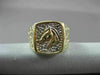 ANTIQUE LARGE 14KT WHITE & YELLOW GOLD NUGGET RECTANGULAR HORSE RING 15mm #22458