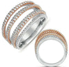 LARGE 1.23CT DIAMOND 14KT WHITE & ROSE GOLD 3D MULTI ROW CRISS CROSS LOVE RING