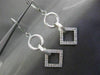 ESTATE .46CT DIAMOND 14K WHITE GOLD MATTE & SHINY CIRCLE SQUARE HANGING EARRINGS