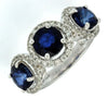 4.30CT DIAMOND & AAA SAPPHIRE 14KT WHITE GOLD 3D 3 STONE HALO ANNIVERSARY RING