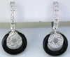 ESTATE .15CT DIAMOND & AAA ONYX 14KT WHITE GOLD 3D CIRCULAR HANGING EARRINGS