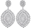ESTATE LARGE 5.15CT DIAMOND 18KT WHITE GOLD 3D FILIGREE FLOWER HANGING EARRINGS