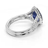 LARGE 5.37CT DIAMOND & AAA SAPPHIRE 18KT WHITE GOLD PEAR SHAPE & ROUND HALO RING