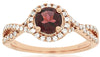 1.30CT DIAMOND & AAA RHODOLITE 14KT ROSE GOLD 3D ROUND HALO INFINITY LOVE RING