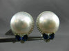 LARGE .92CT DIAMOND AAA SAPPHIRE & SOUTH SEA PEARL 18KT WHITE GOLD 3D EARRINGS