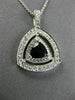 ESTATE LARGE 1.15CT DIAMOND & AAA SAPPHIRE 14K WHITE GOLD 3D DOUBLE HALO PENDANT