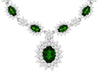 LARGE 5.5CT DIAMOND & AAA RUSSALITE 14KT WHITE GOLD MULTI FLOWER LARIAT NECKLACE