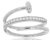 ESTATE .20CT DIAMOND 14KT WHITE GOLD 3D MULTI ROW NAIL FUN RING