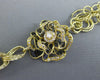 ESTATE LARGE .60CT DIAMOND & BLACK ENAMEL 14KT YELLOW GOLD FLOWER LINK BRACELET