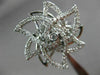 ESTATE LARGE 1.26CT ROUND DIAMOND 18K WHITE GOLD 3D CLASSIC FLOWER STAR FUN RING