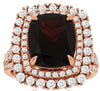 LARGE 6.90CT DIAMOND & AAA GARNET 14KT ROSE GOLD 3D CUSHION HALO ENGAGEMENT RING
