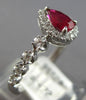 ESTATE .77CT DIAMOND & AAA RUBY 14K WHITE GOLD PEAR SHAPE & ROUND HALO LOVE RING