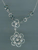 ESTATE .45CT DIAMOND 14KT WHITE GOLD 3D FLOWER MULTI LEAF LARIAT FUN NECKLACE